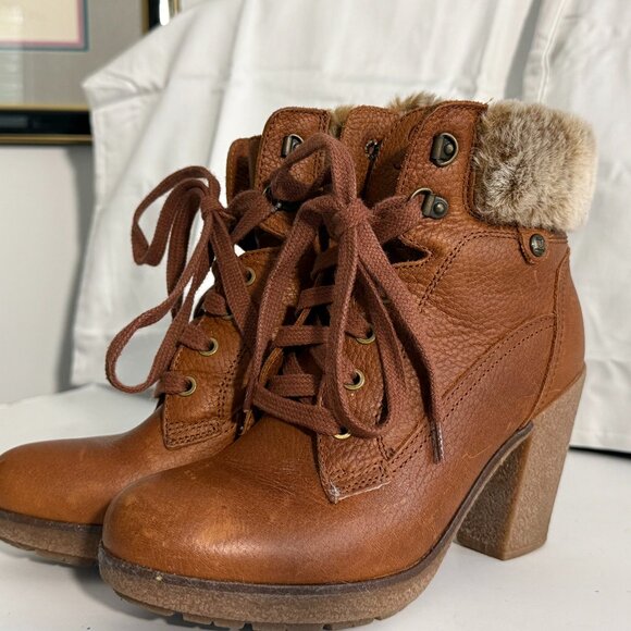 Pajar Canada Tan Leather Faux Fur Ankle Boots | Women’s 6.5–7 (EUR 37) - Picture 5 of 14